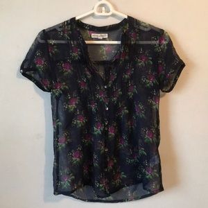 Sheer Floral Print Top